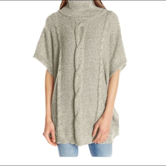 Jack by BB Dakota Keandre Oversized Cotton Turtleneck Poncho Sweater XS - Picture 12 of 12